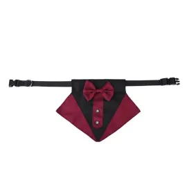 wedding suit dog collar pet saliva towel dog wedding triangle scarf (Color: Red and black triangle scarf collar set, size: S)